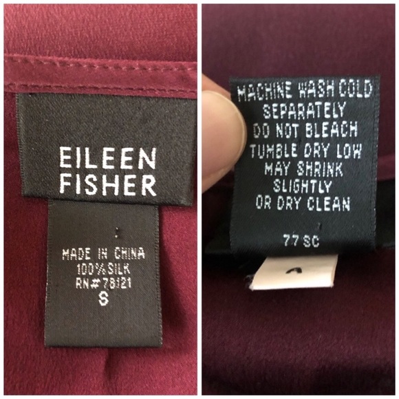 Eileen Fisher Open Front Silk Top Solid Claret S - Picture 7 of 7